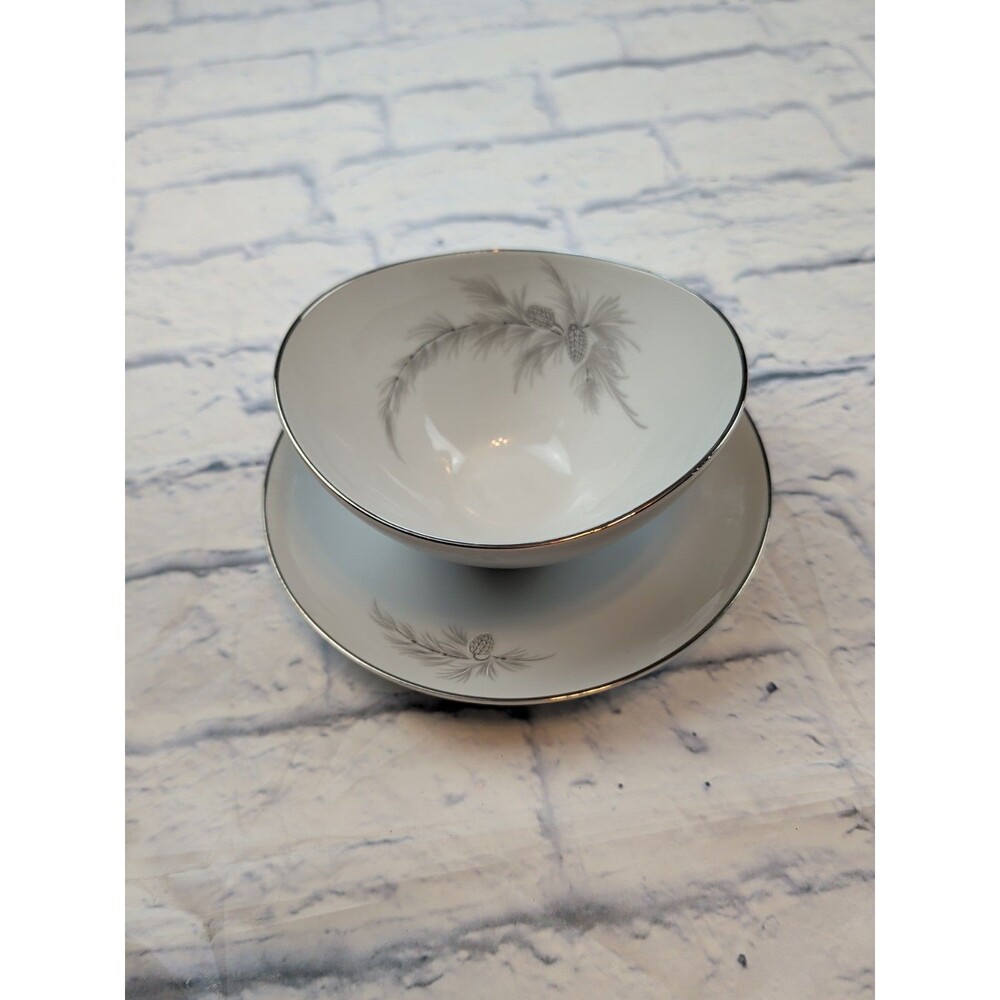 Mikasa Fine China GRAVY BOAT & ATTACHED UNDERPLATE WOOD SONG 5620 Retired